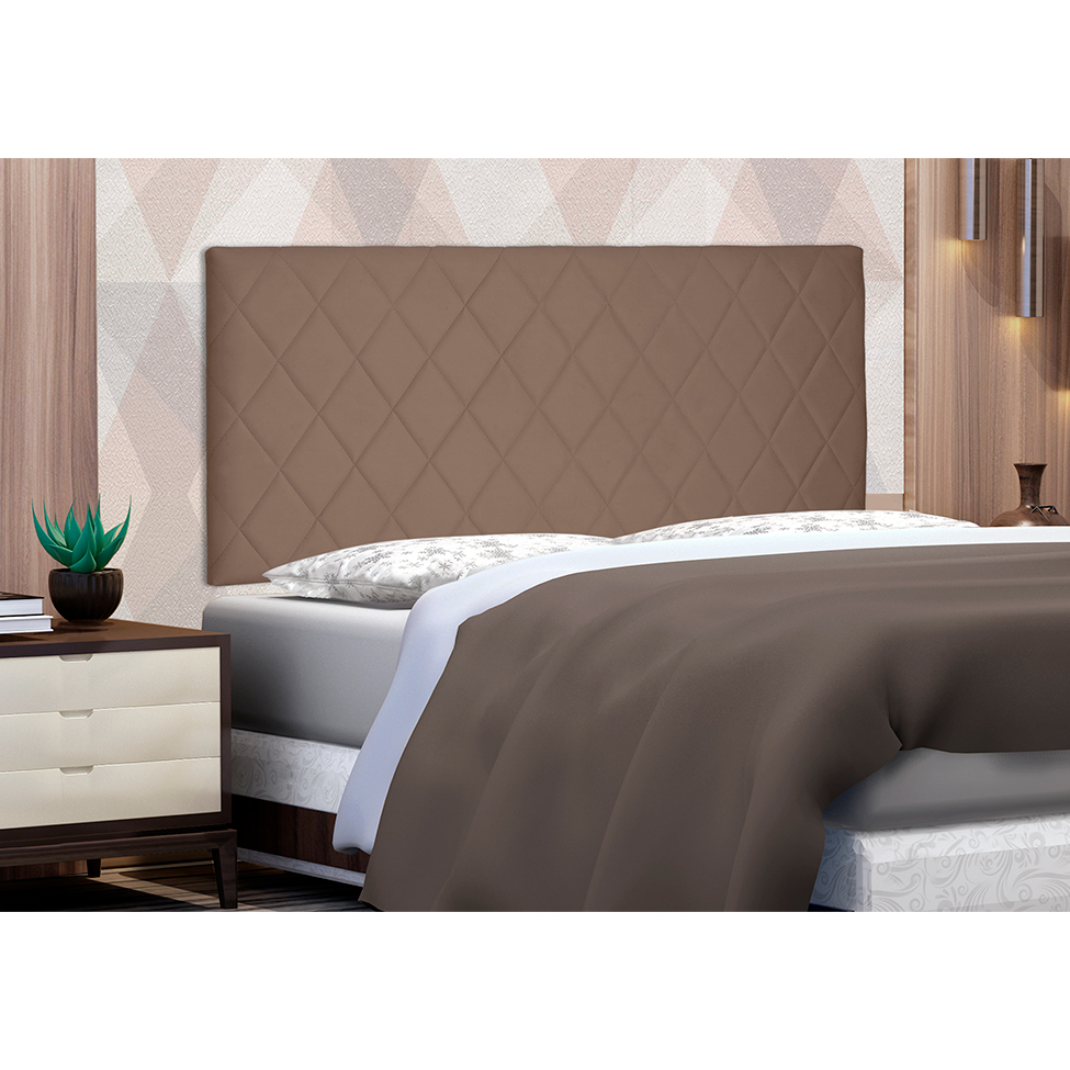 Painel para Cama Box King Esmeralda Suede Caramelo