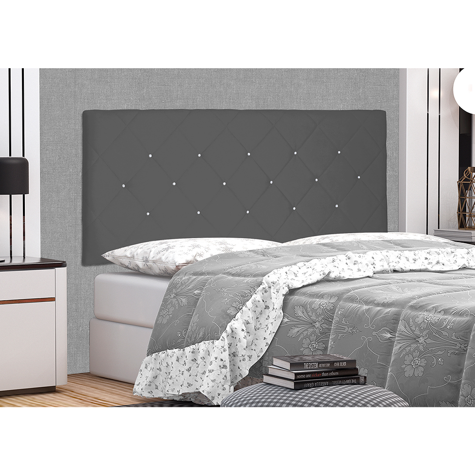 Painel para Cama Box King Tânia Suede Cinza