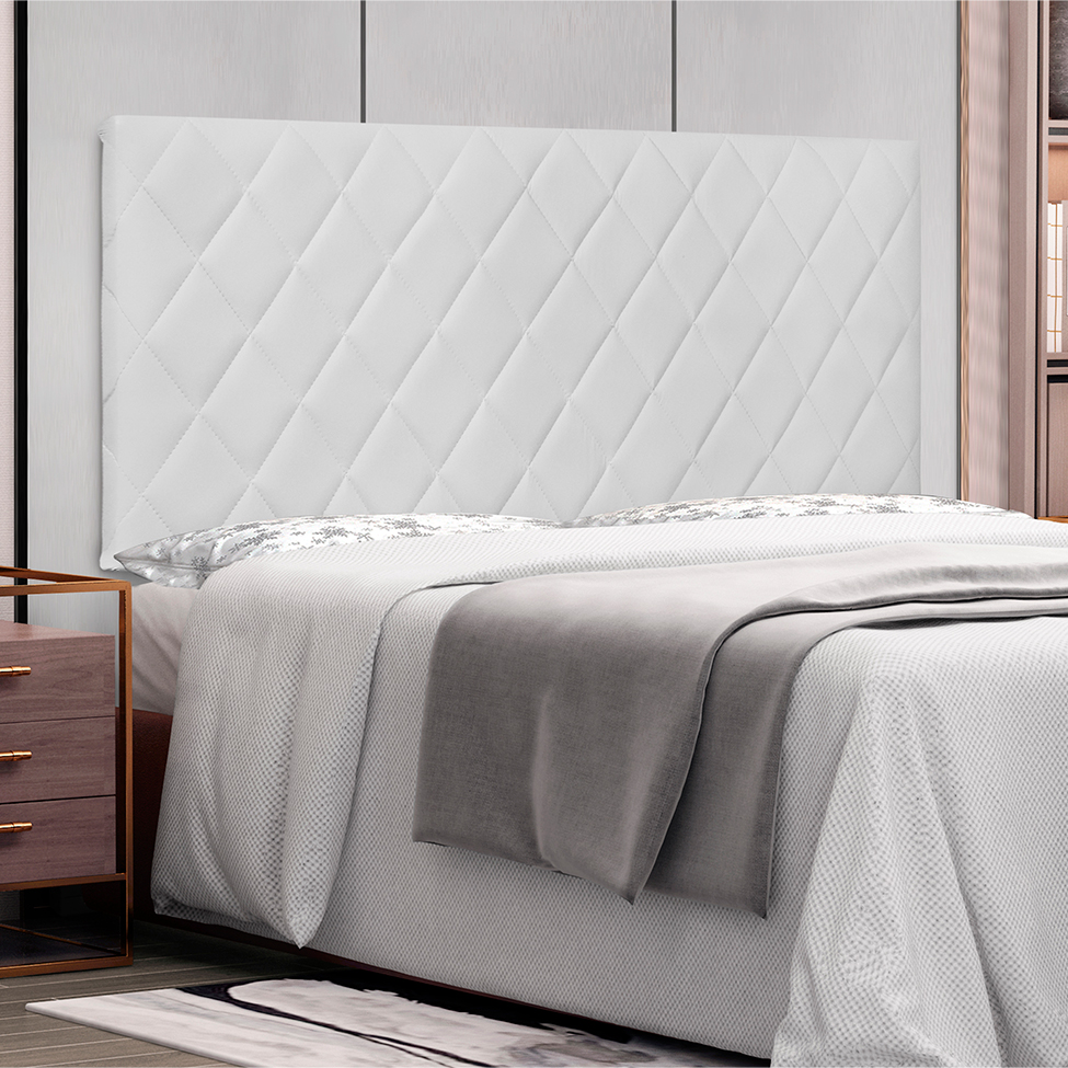 Painel para Cama Box Queen Esmeralda Poliuretano Branco