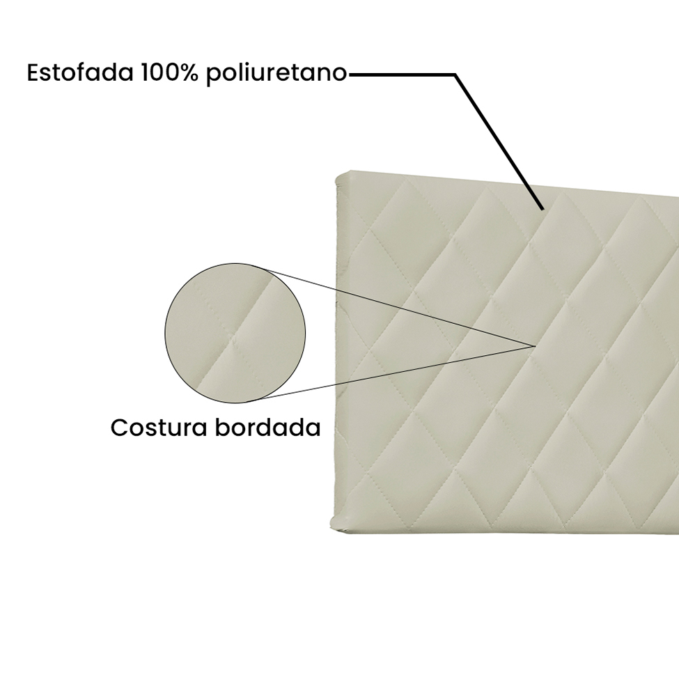 Painel para Cama Box Queen Esmeralda Poliuretano Marfim