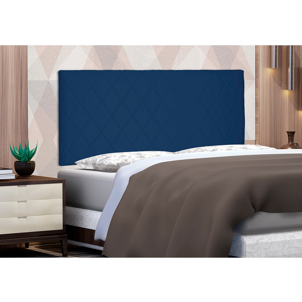Painel para Cama Box Queen Esmeralda Suede Azul