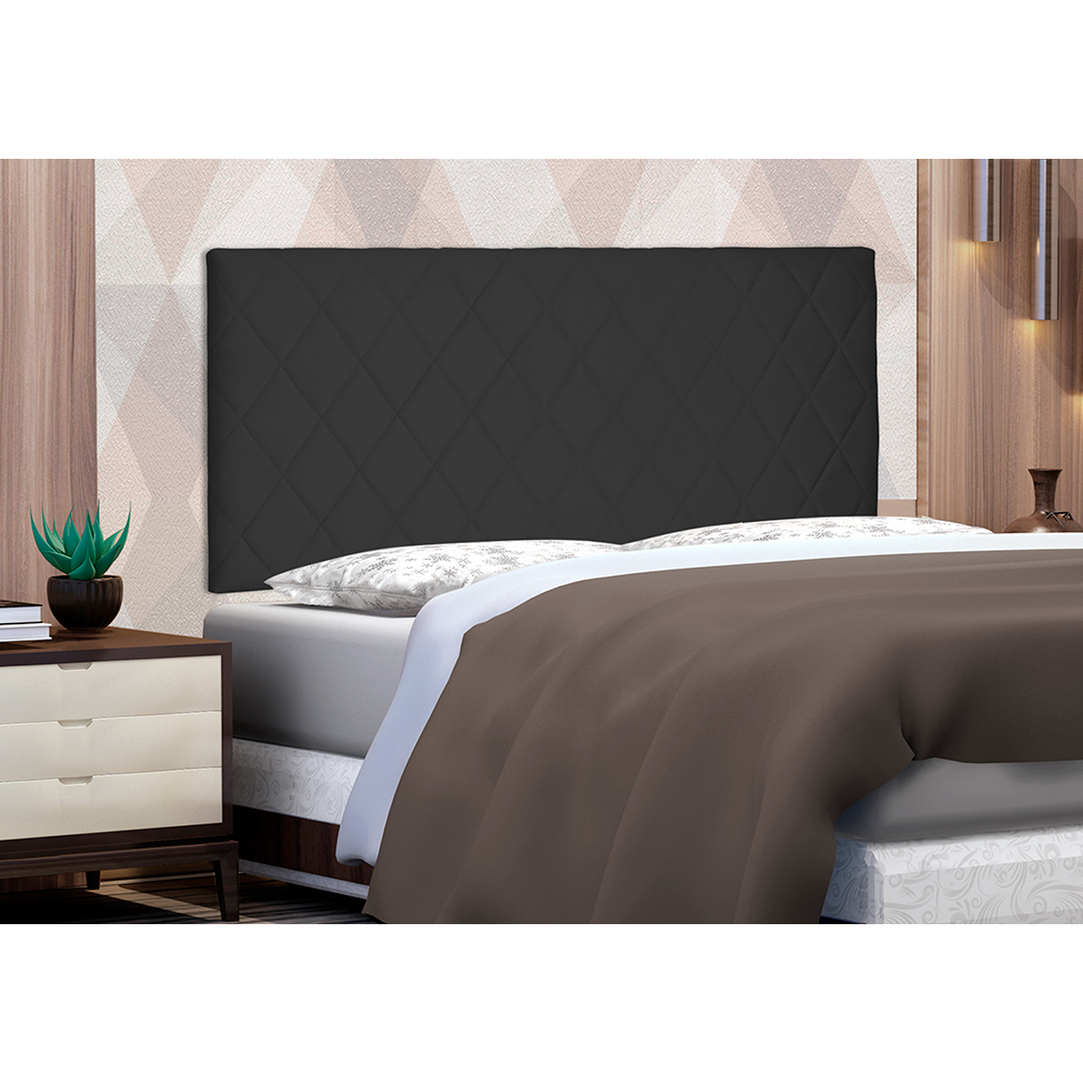 Painel para Cama Box Queen Esmeralda Suede Preto
