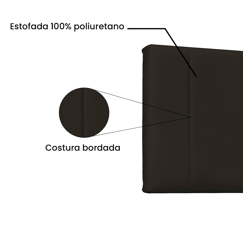 Painel para Cama Box Queen Ravenna Poliuretano Marrom