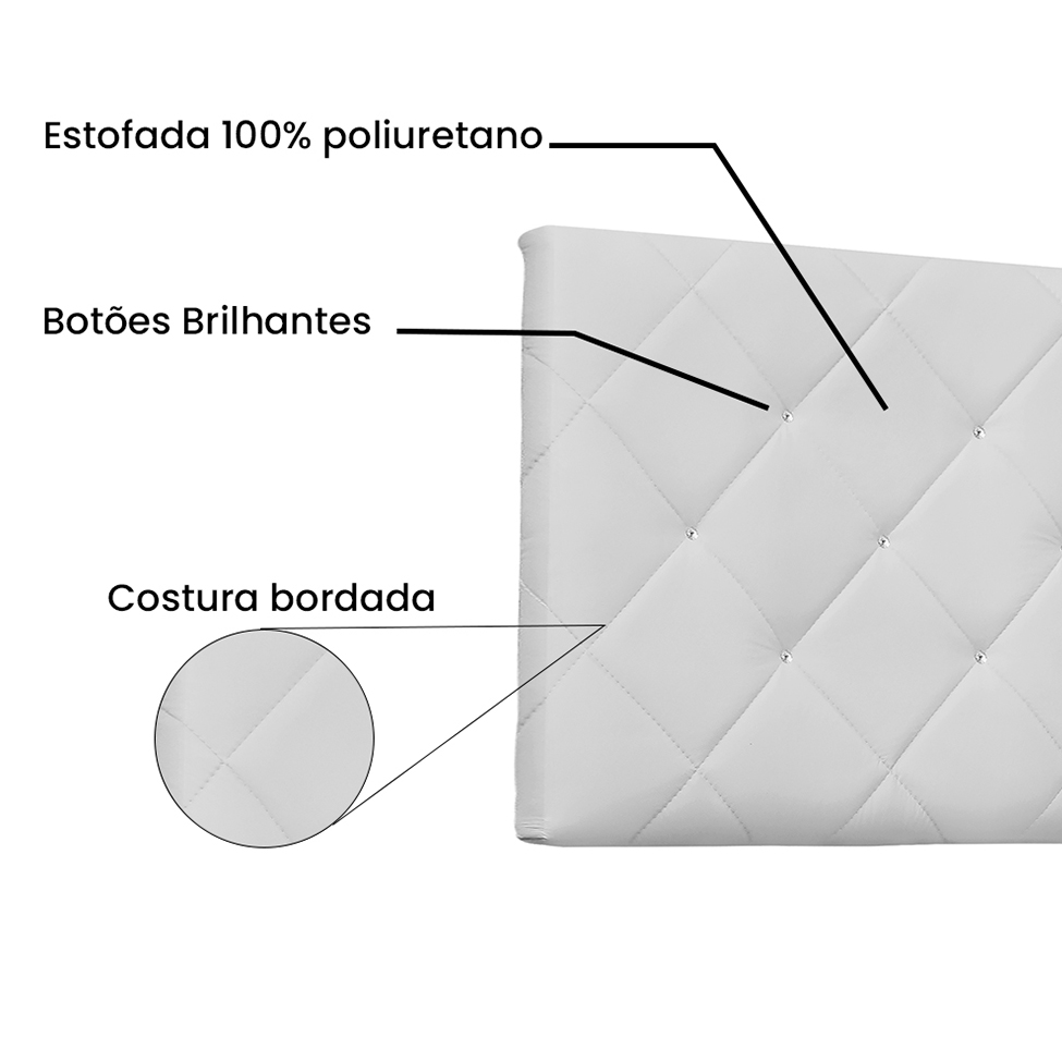 Painel para Cama Box Queen Tânia Poliuretano Branco