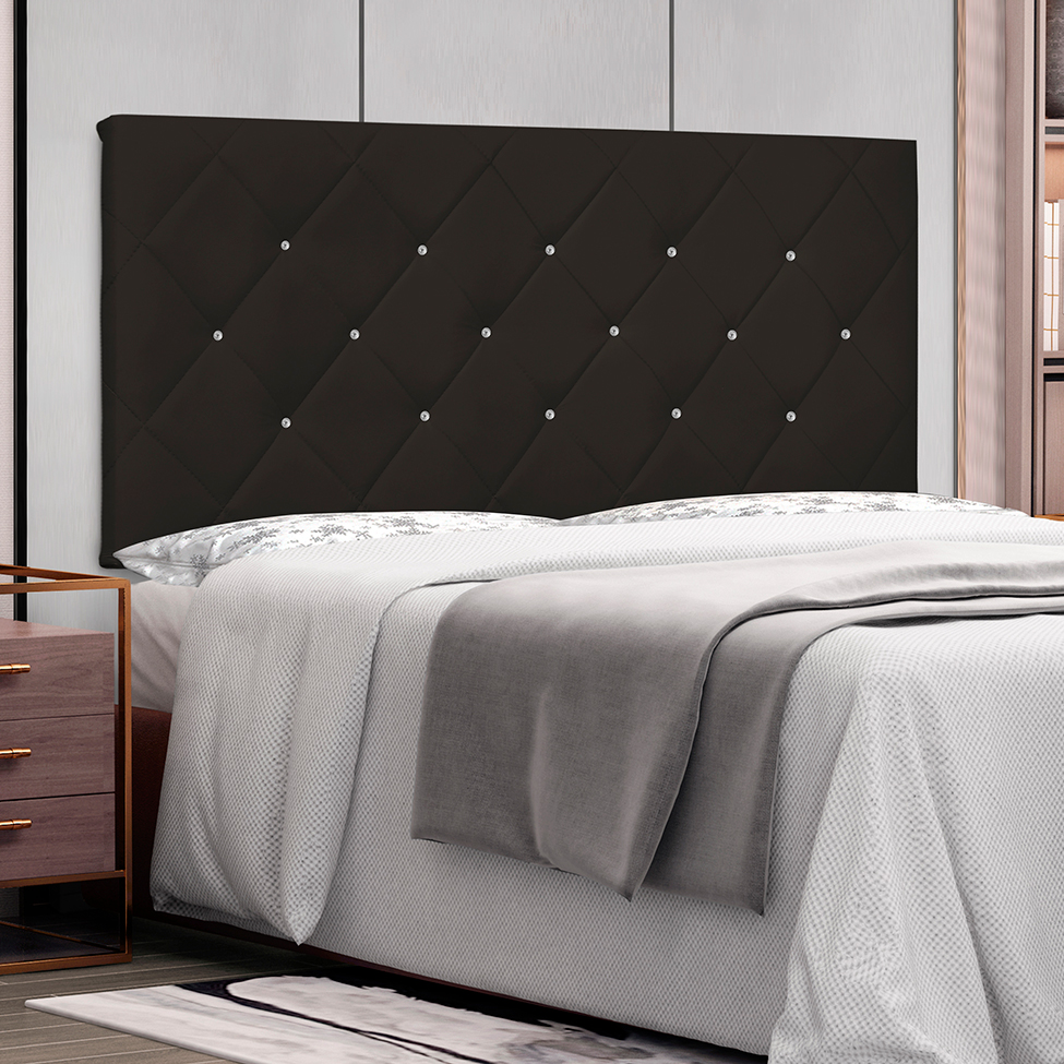 Painel para Cama Box Queen Tânia Poliuretano Marrom
