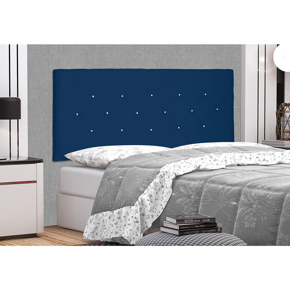 Painel para Cama Box Queen Tânia Suede Azul
