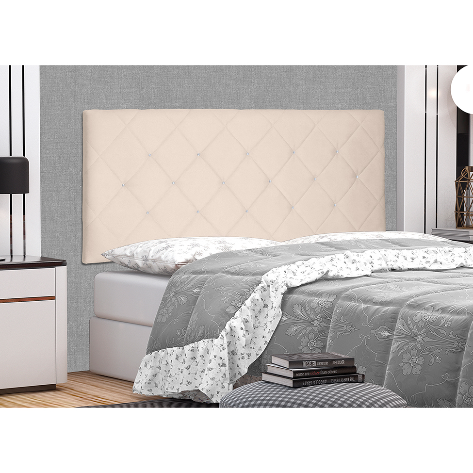 Painel para Cama Box Queen Tânia Suede Bege
