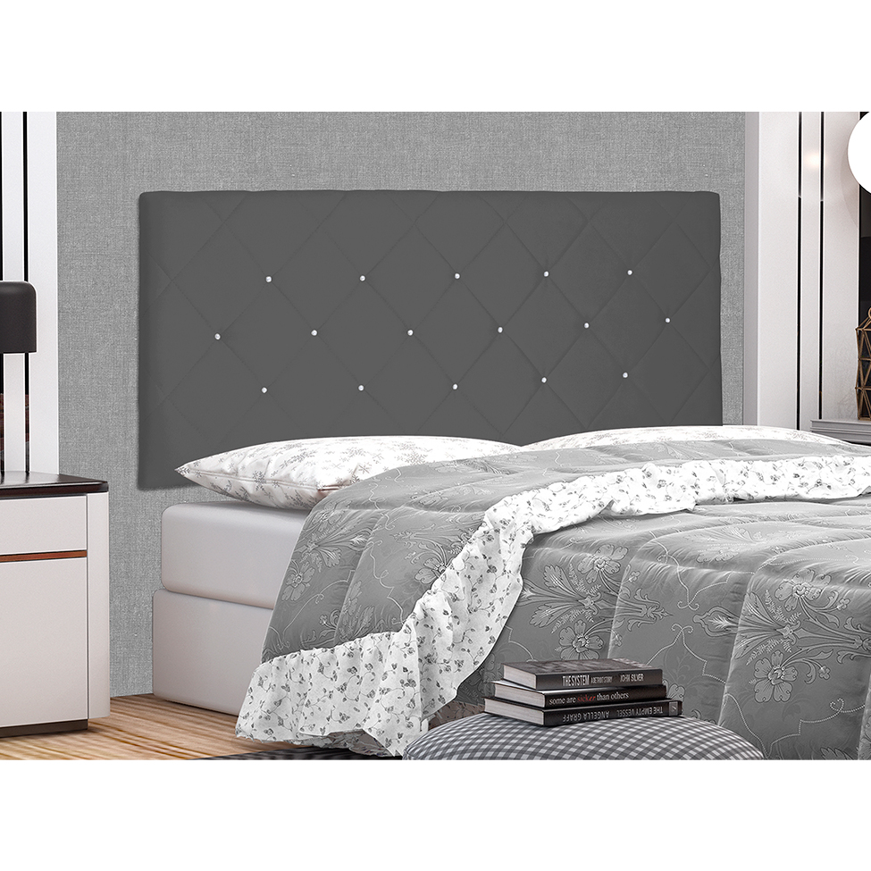 Painel para Cama Box Queen Tânia Suede Cinza
