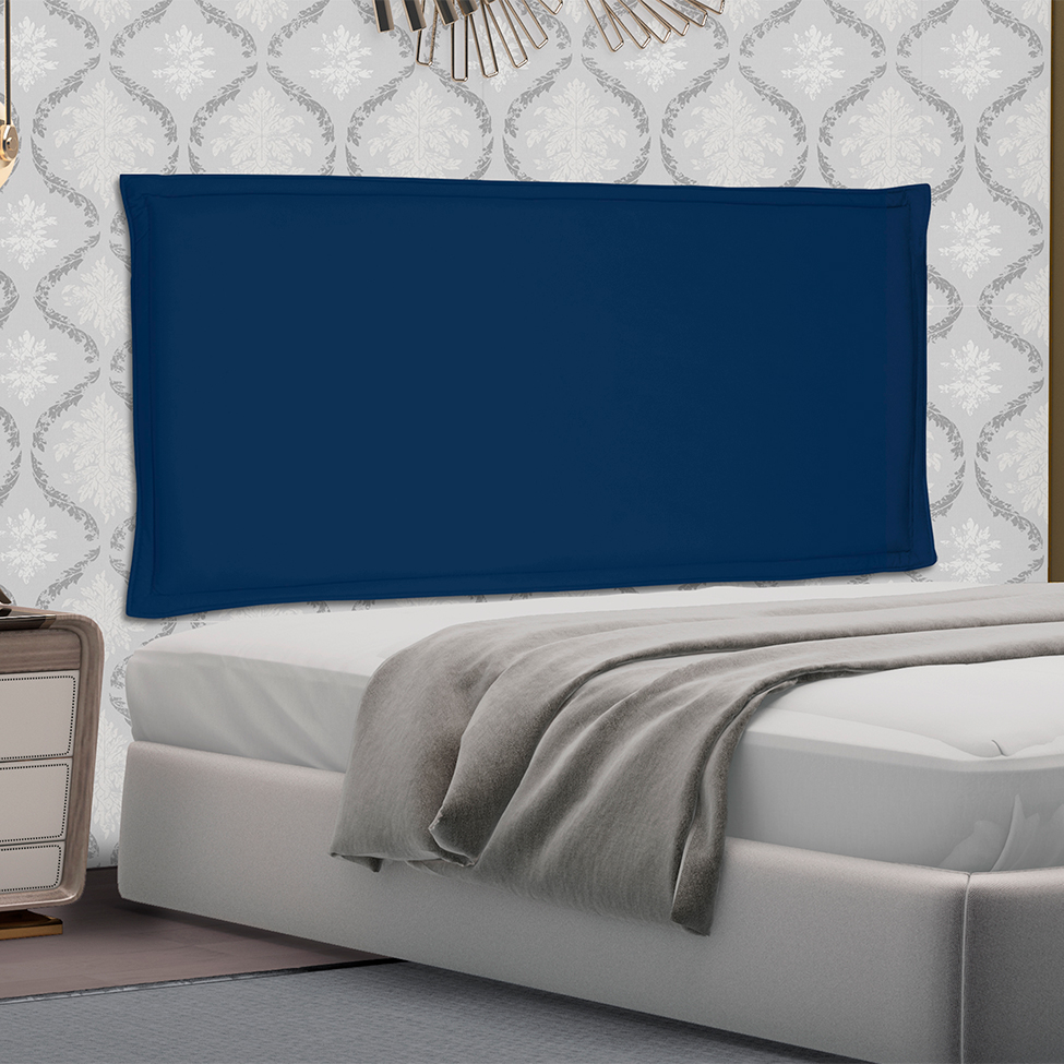 Painel para Cama Box Queen Veneza Suede Azul