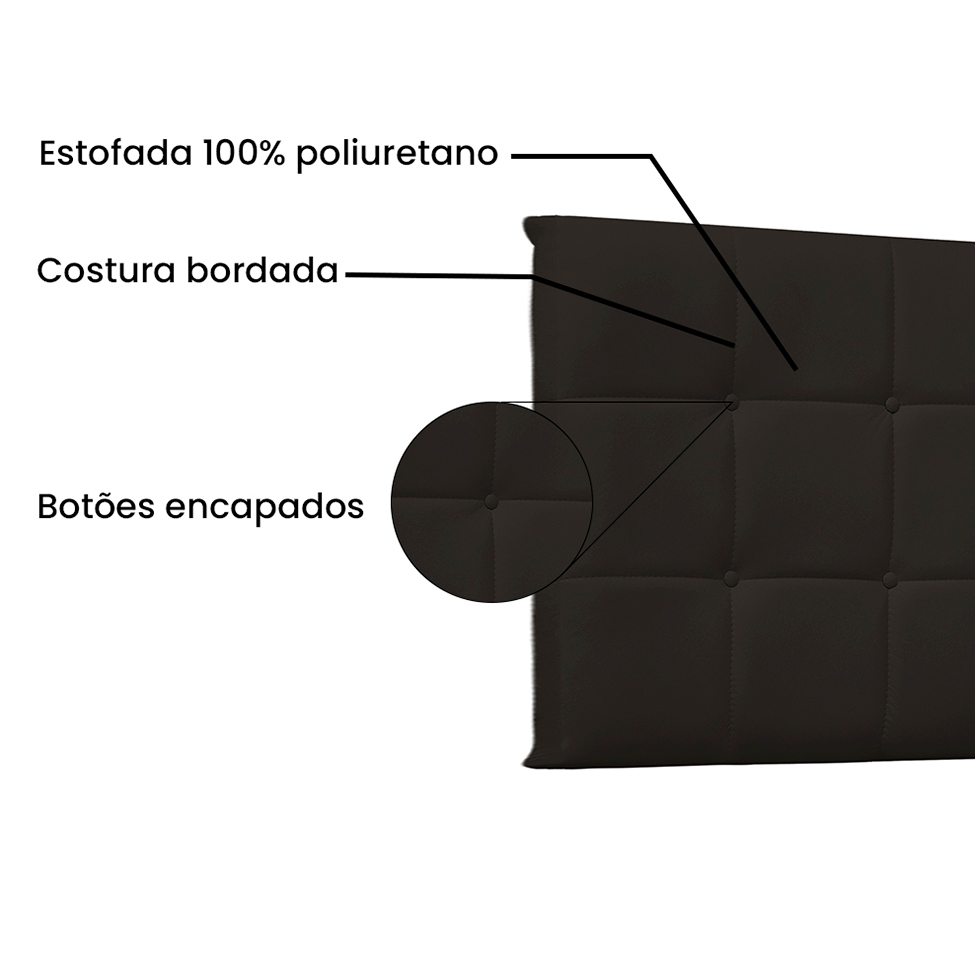 Painel para Cama Box Queen Verona Poliuretano Marrom
