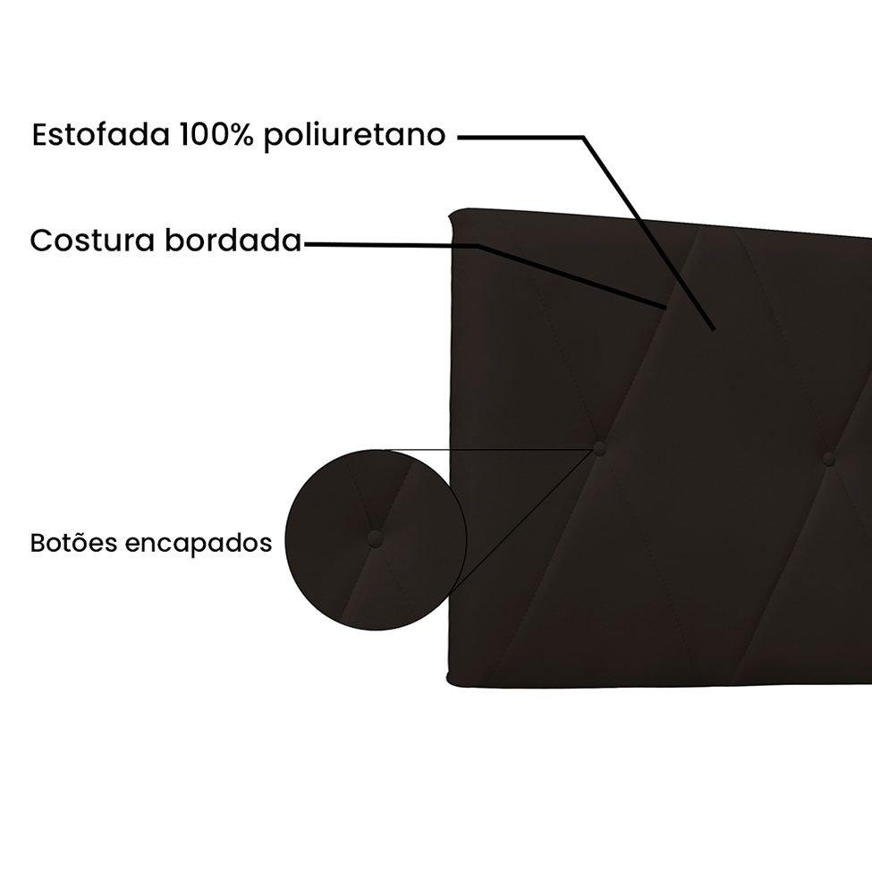 Painel para Cama Box Solteiro Aquilla Poliuretano Marrom