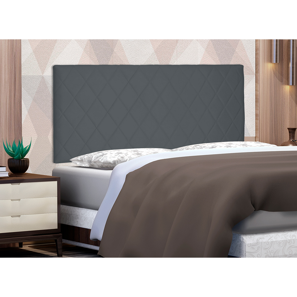 Painel para Cama Box Solteiro Esmeralda Suede Cinza