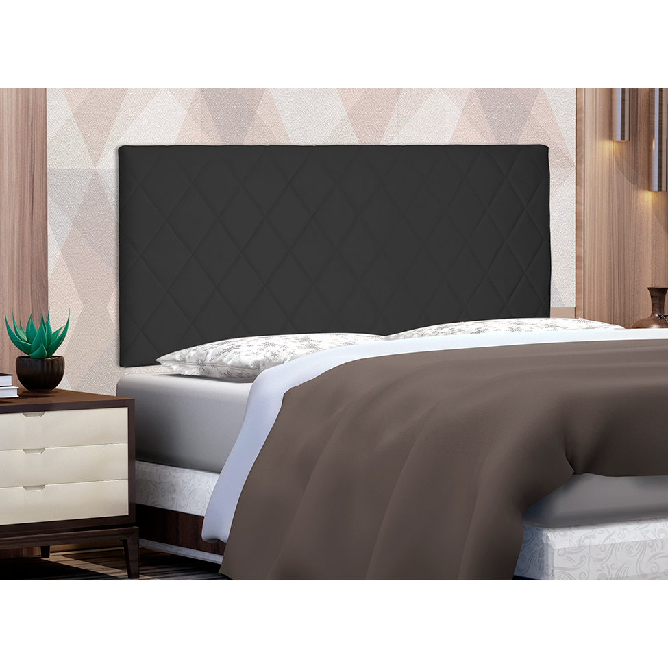 Painel para Cama Box Solteiro Esmeralda Suede Preto
