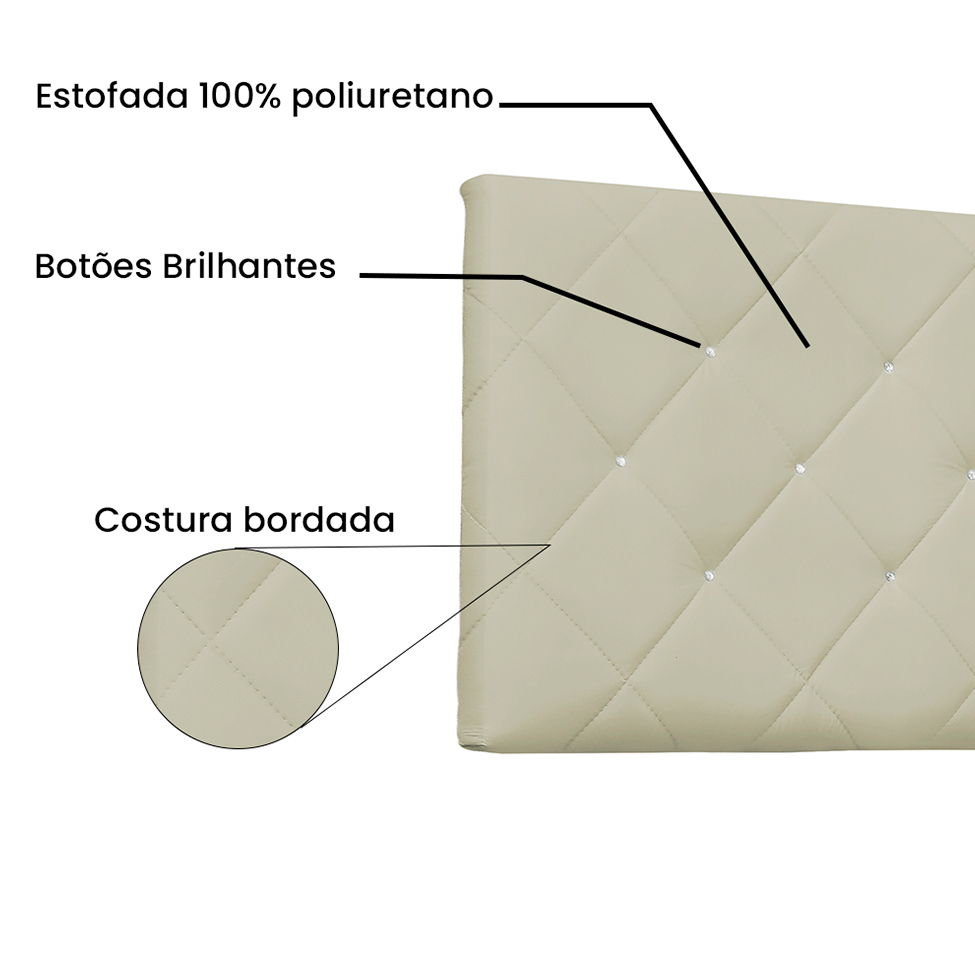 Painel para Cama Box Solteiro Tânia Poliuretano Marfim
