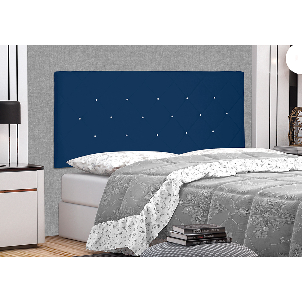 Painel para Cama Box Solteiro Tânia Suede Azul