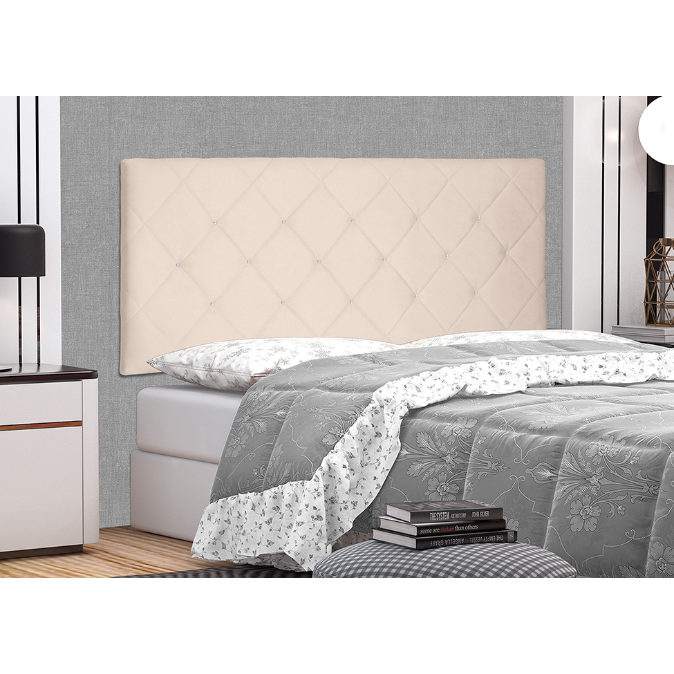 Painel para Cama Box Solteiro Tânia Suede Bege