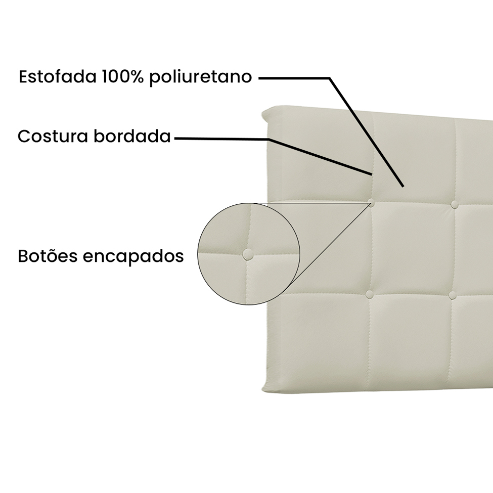 Painel para Cama Box Solteiro Verona Poliuretano Marfim