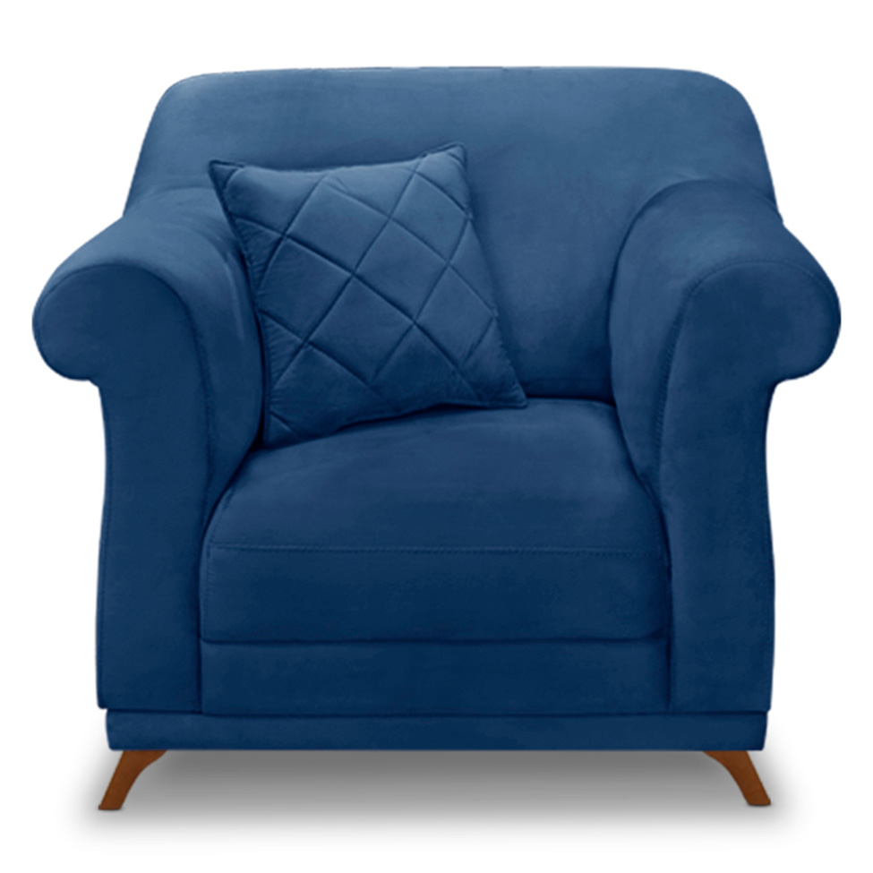 Poltrona Abruzzo Suede Azul Marinho