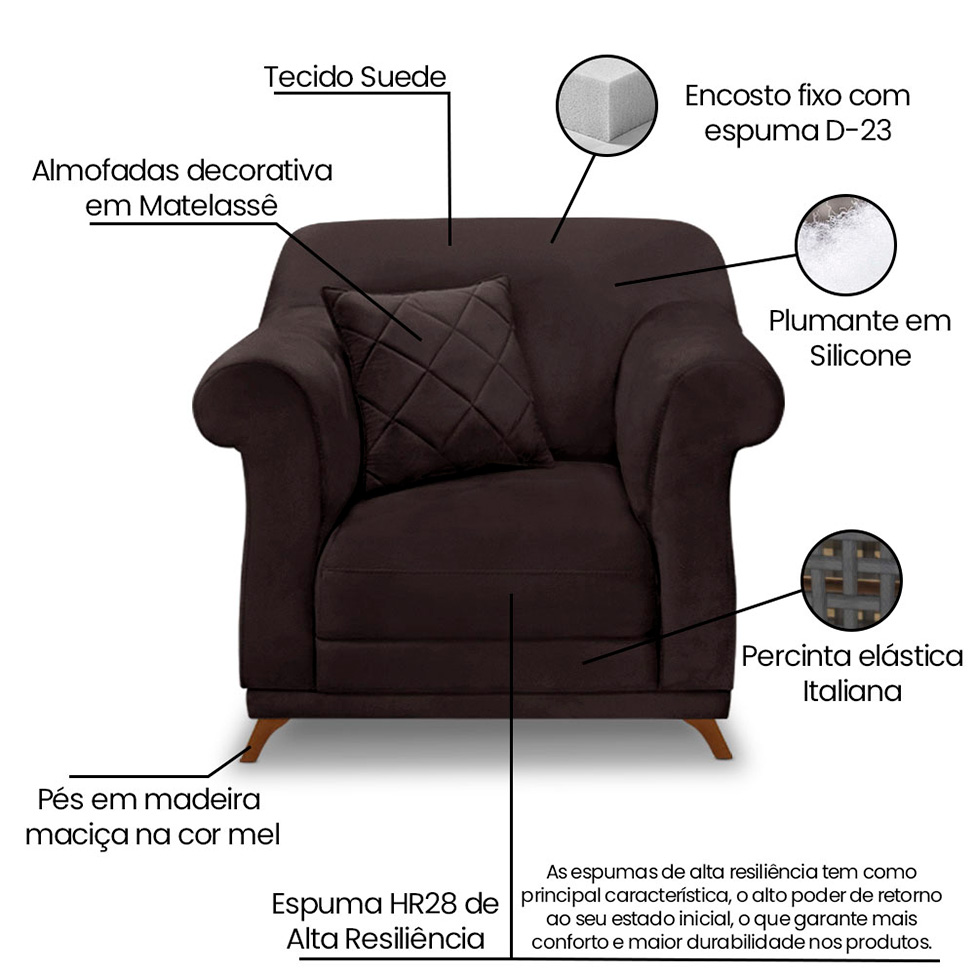 Poltrona Abruzzo Suede Café