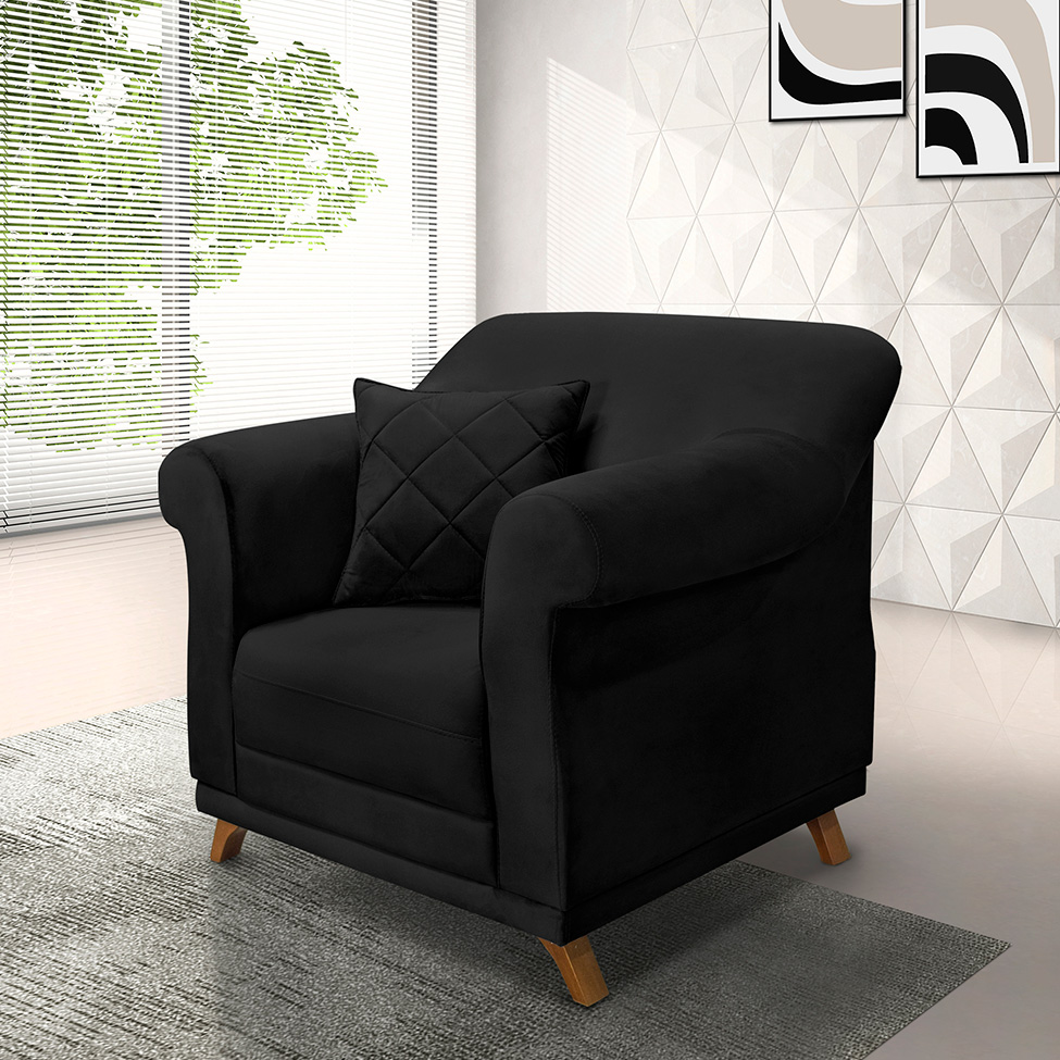 Poltrona Abruzzo Suede Preta