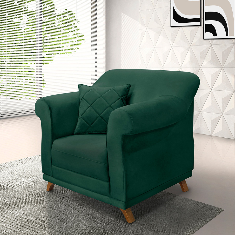 Poltrona Abruzzo Veludo Verde Floresta