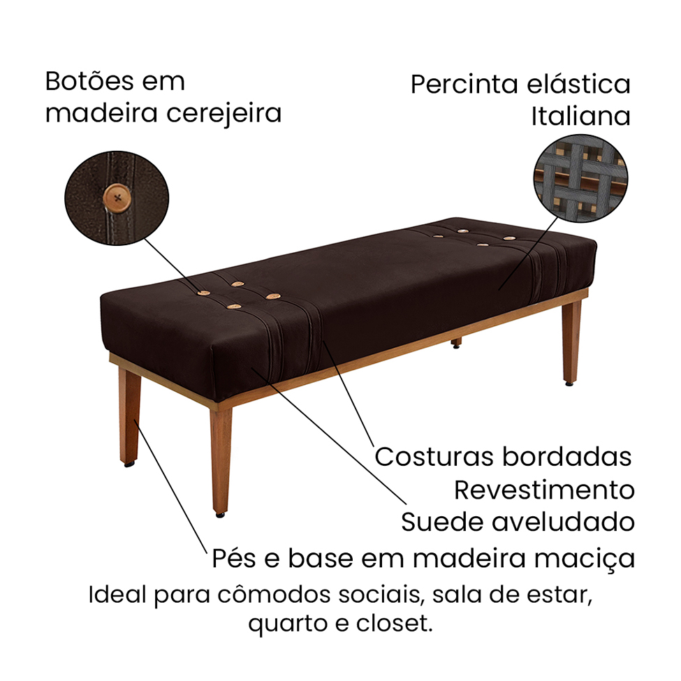 Recamier Gênova Suede Café 140 cm