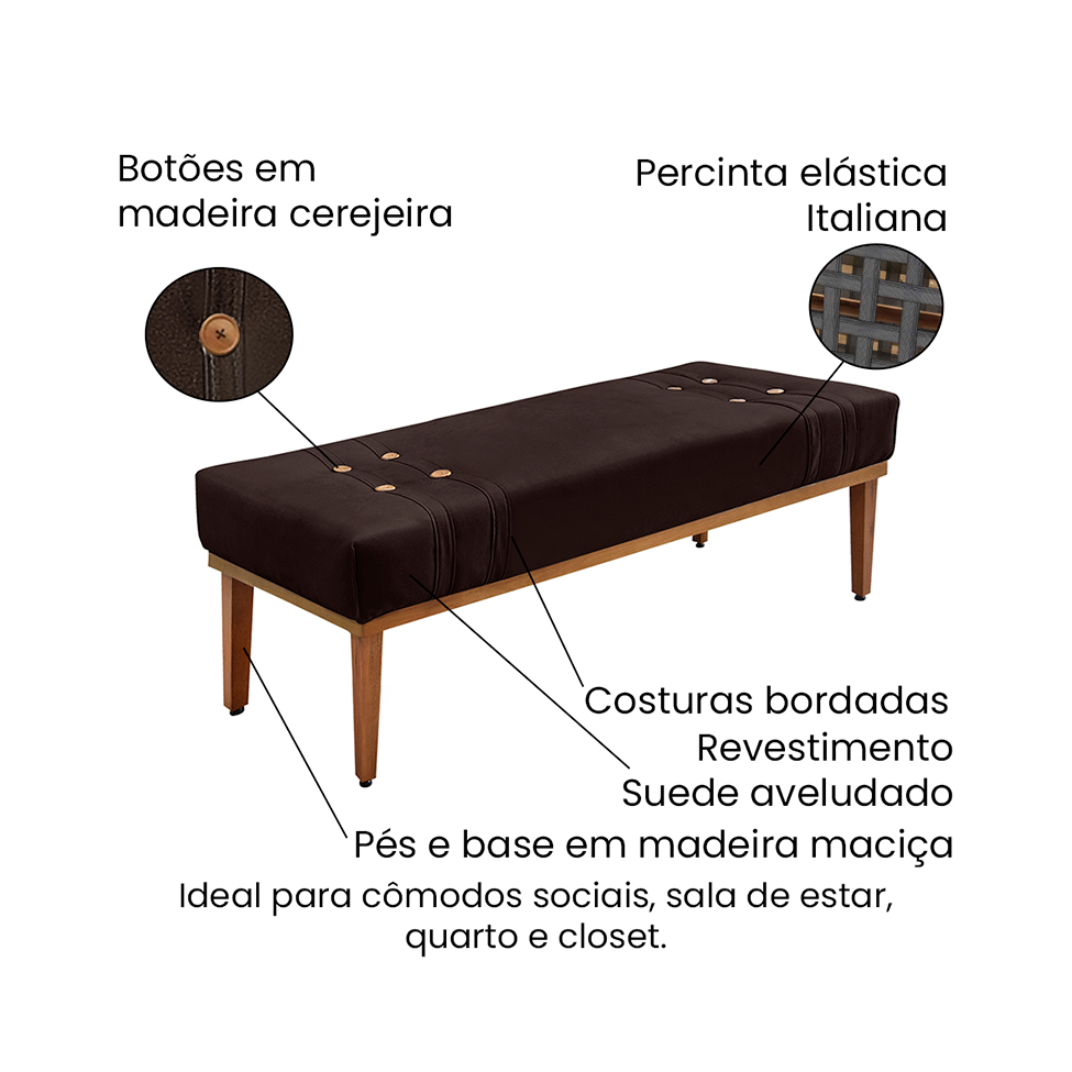 Recamier Gênova Suede Café 160 cm