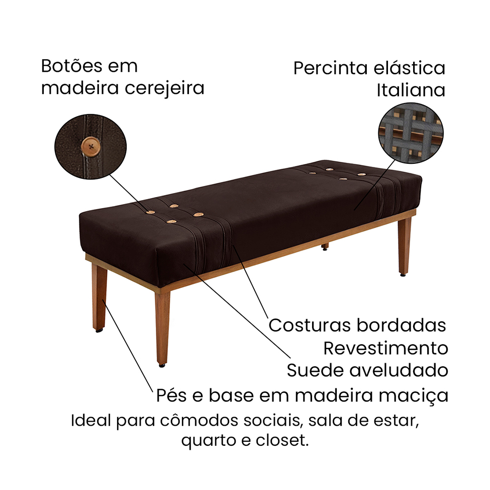 Recamier Gênova Suede Café 195 cm