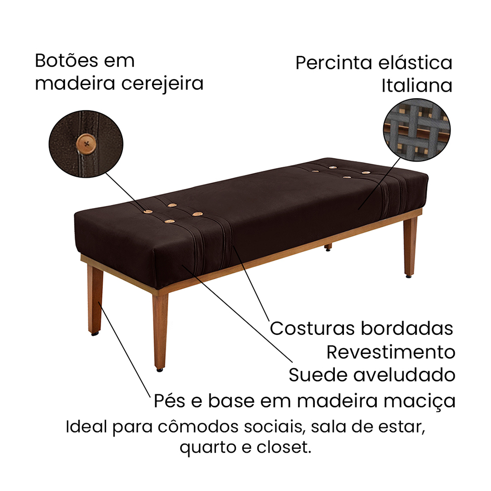 Recamier Gênova Suede Café 90 cm