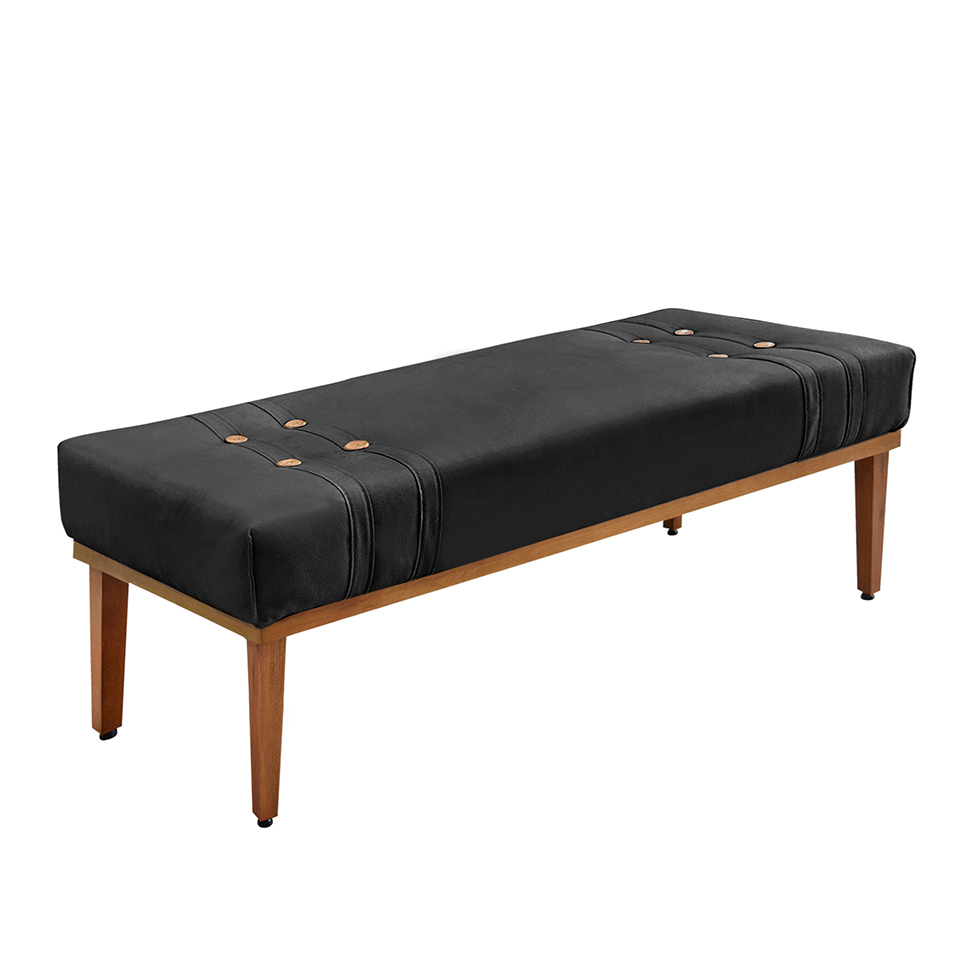 Recamier Gênova Veludo Preto 140 cm