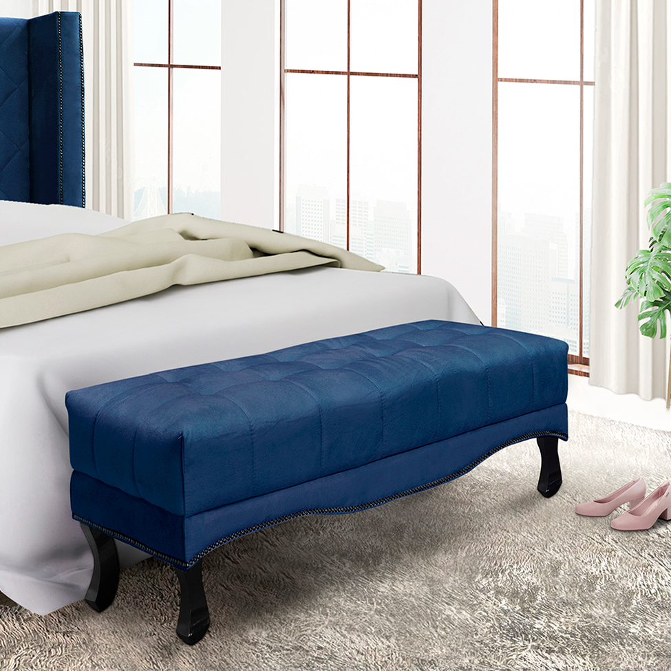 Recamier Vicenza Suede Azul Marinho 140 cm