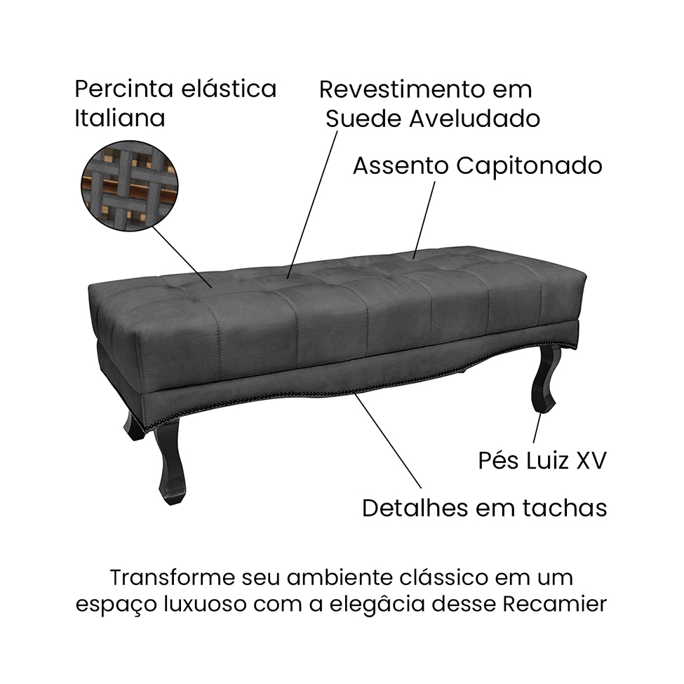 Recamier Vicenza Suede Cinza 90 cm