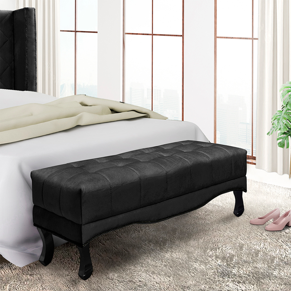 Recamier Vicenza Suede Preto 140 cm