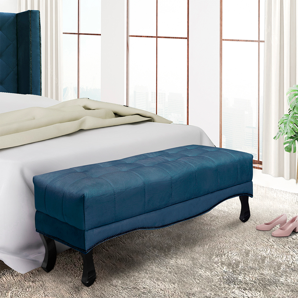 Recamier Vicenza Veludo Azul Marinho 90 cm