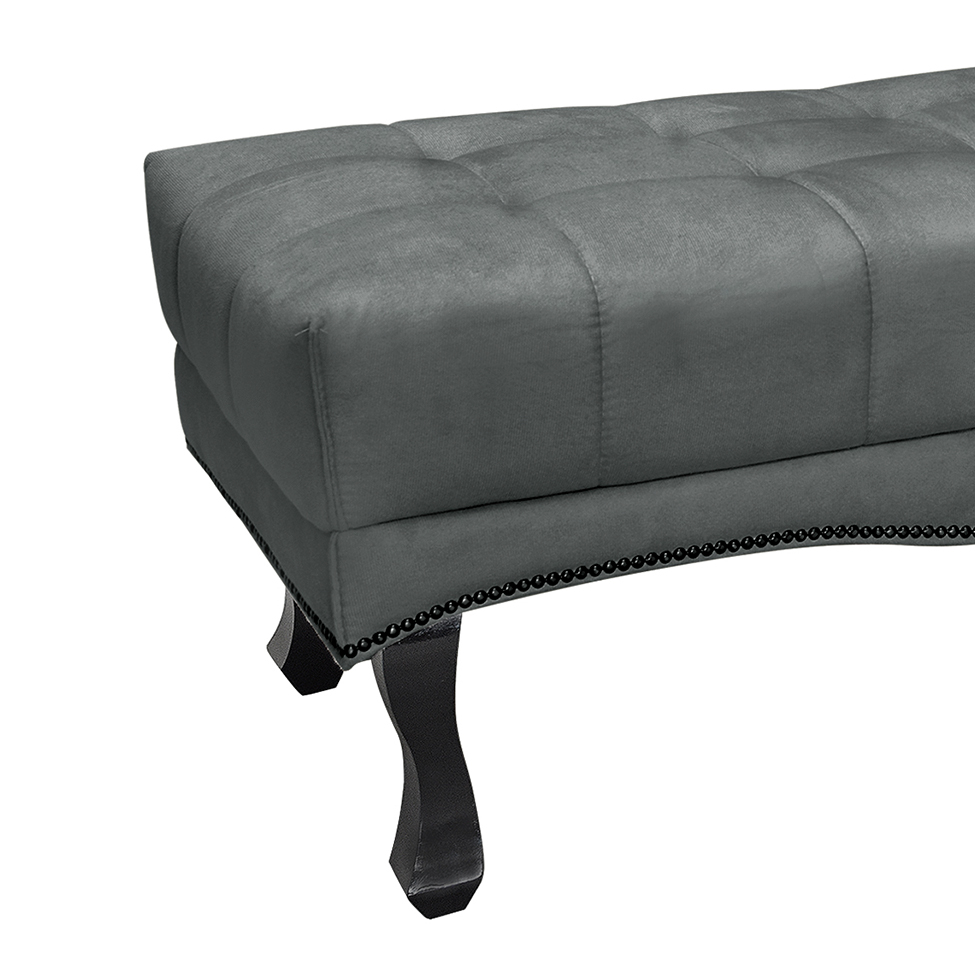 Recamier Vicenza Veludo Cinza 195 cm