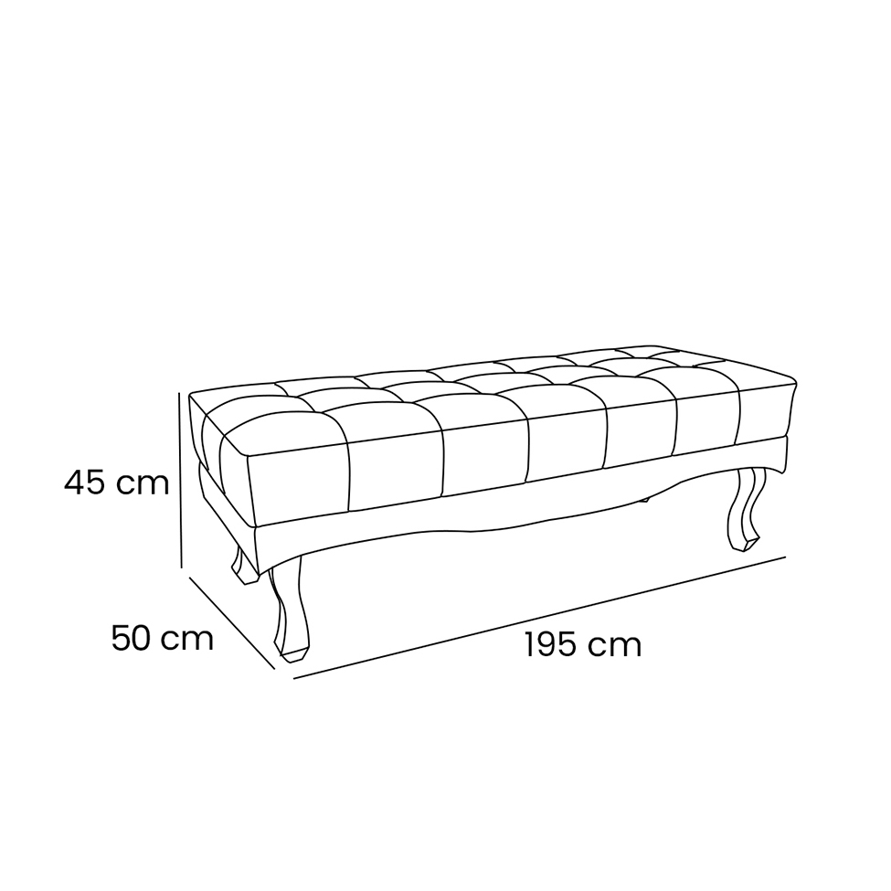 Recamier Vicenza Veludo Marrom 195 cm