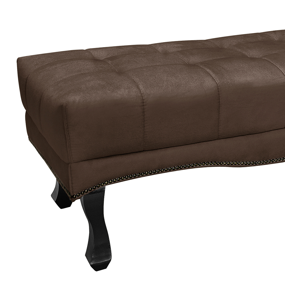 Recamier Vicenza Veludo Marrom 195 cm