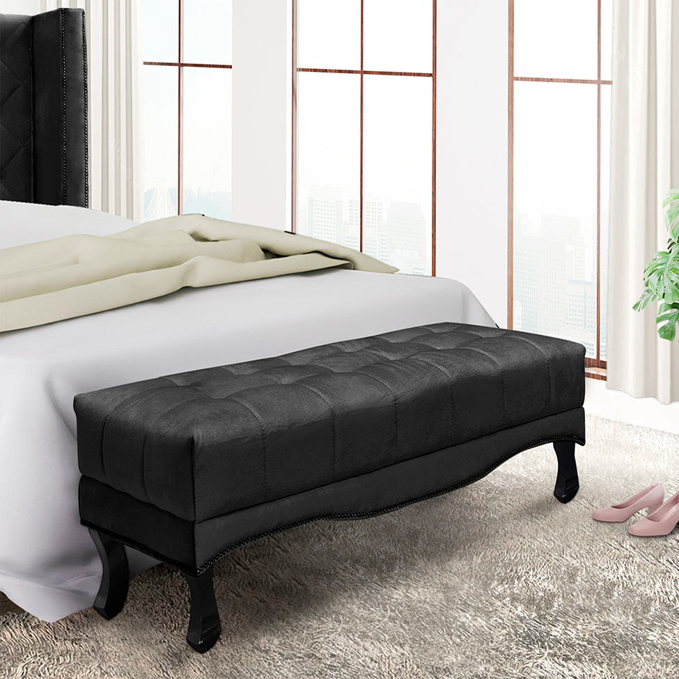 Recamier Vicenza Veludo Preto 140 cm