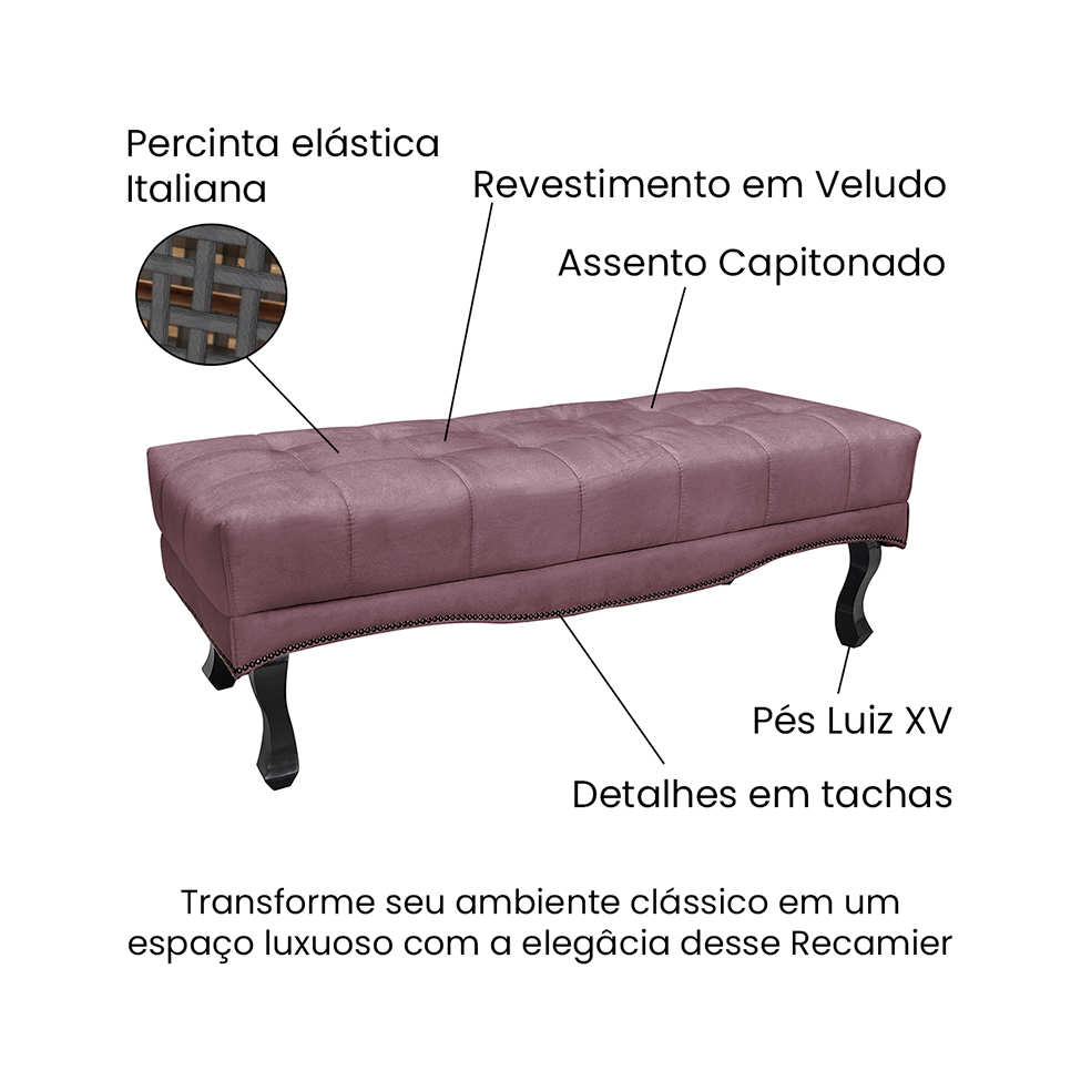 Recamier Vicenza Veludo Uva 195 cm