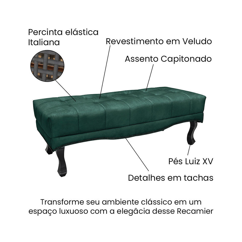 Recamier Vicenza Veludo Verde 195 cm