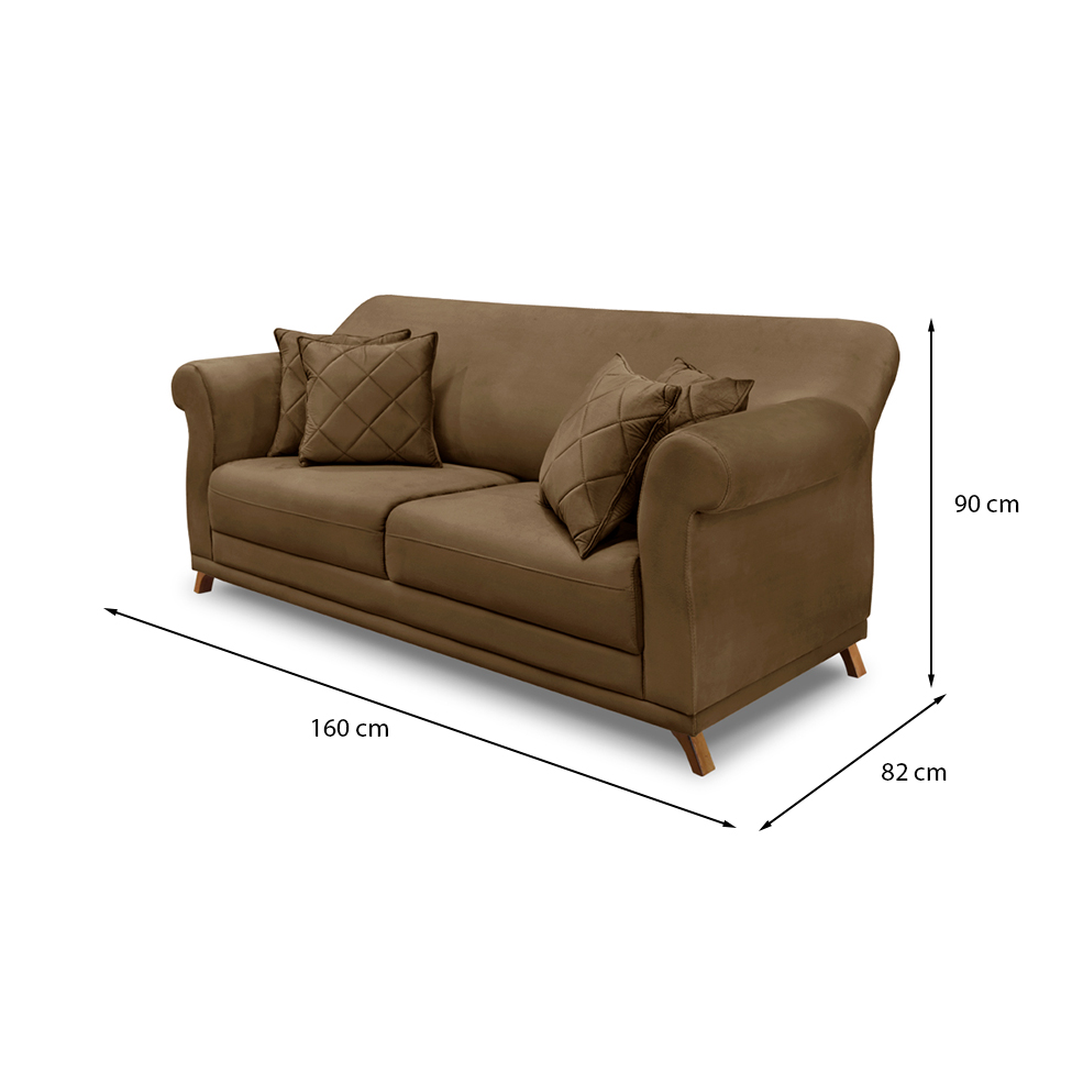 Sofá 2 Lugares Abruzzo Suede Caramelo