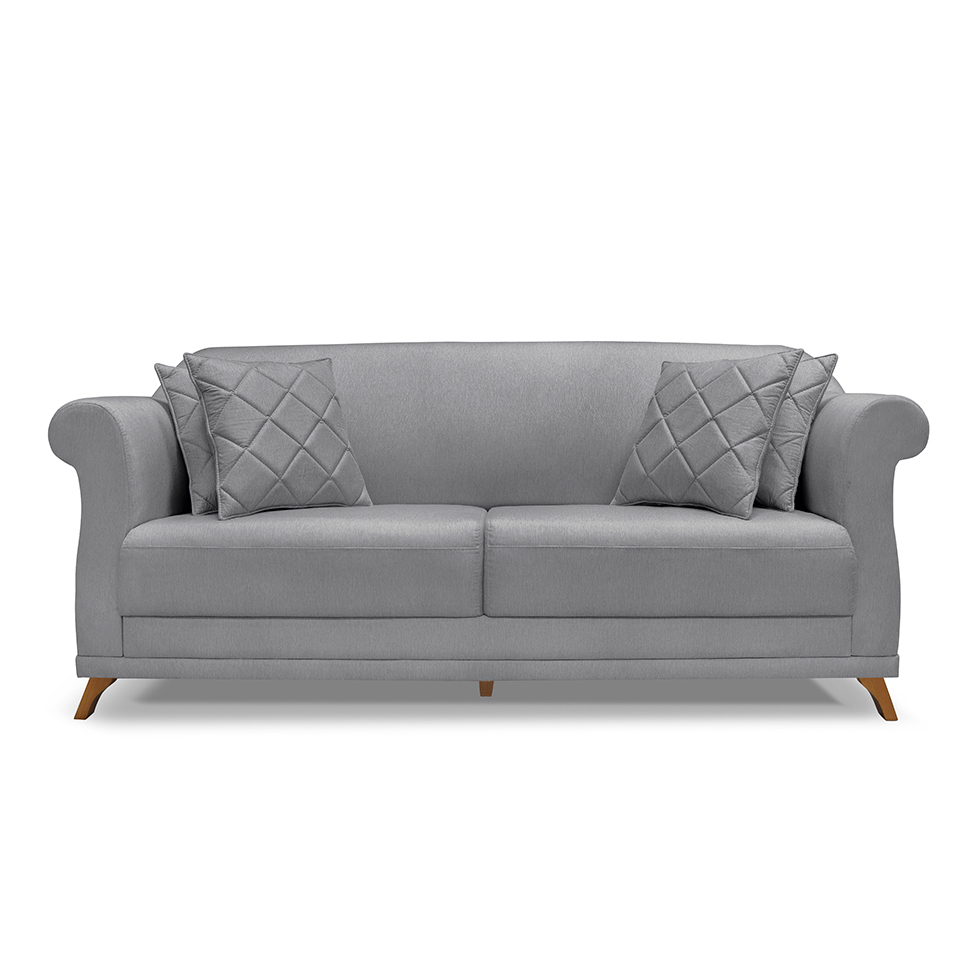 Sofá 3 Lugares Abruzzo Linho Cinza 180 cm