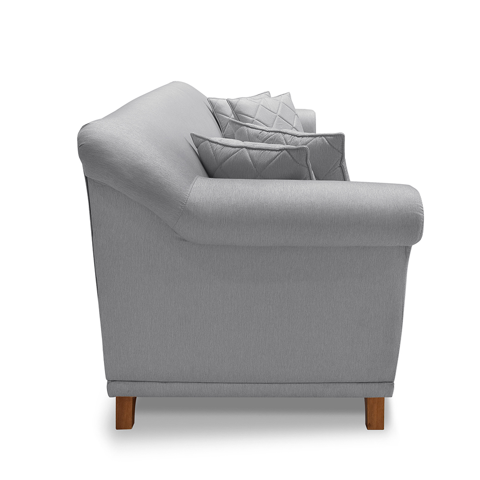 Sofá 3 Lugares Abruzzo Linho Cinza 180 cm