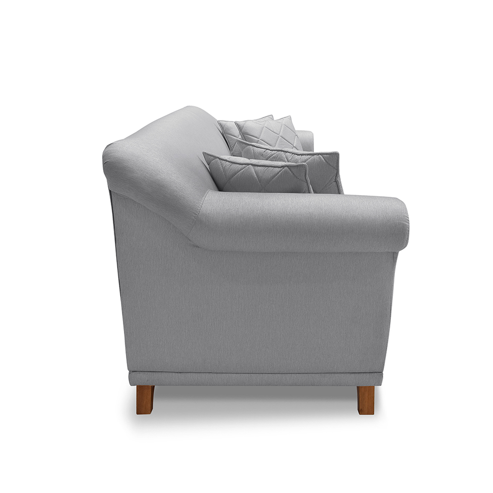 Sofá 3 Lugares Abruzzo Linho Cinza 200 cm