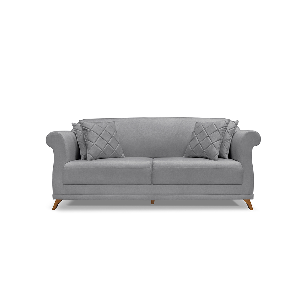 Sofá 3 Lugares Abruzzo Linho Cinza 220 cm