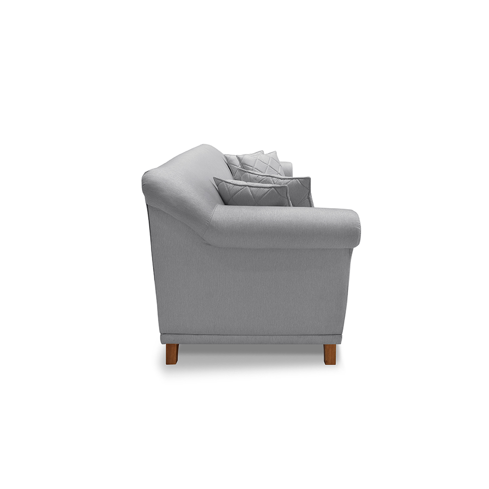Sofá 3 Lugares Abruzzo Linho Cinza 220 cm