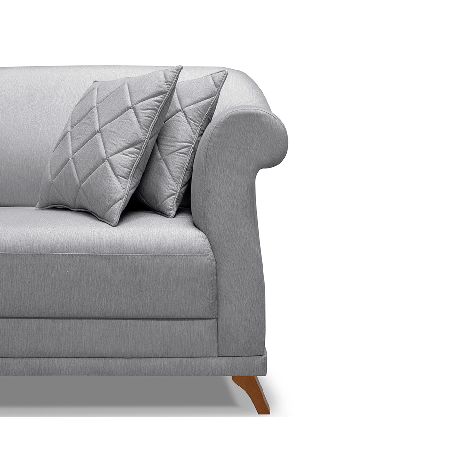 Sofá 3 Lugares Abruzzo Linho Cinza 220 cm
