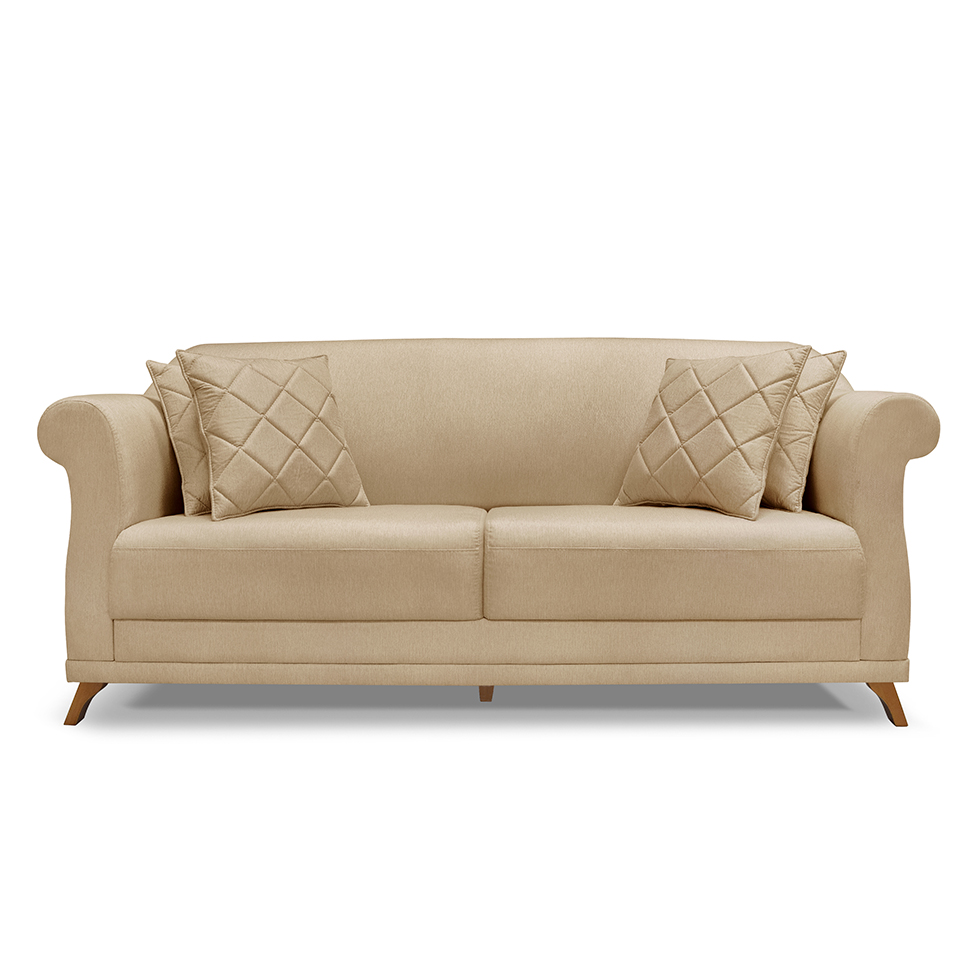 Sofá 3 Lugares Abruzzo Linho Dourado 180 cm