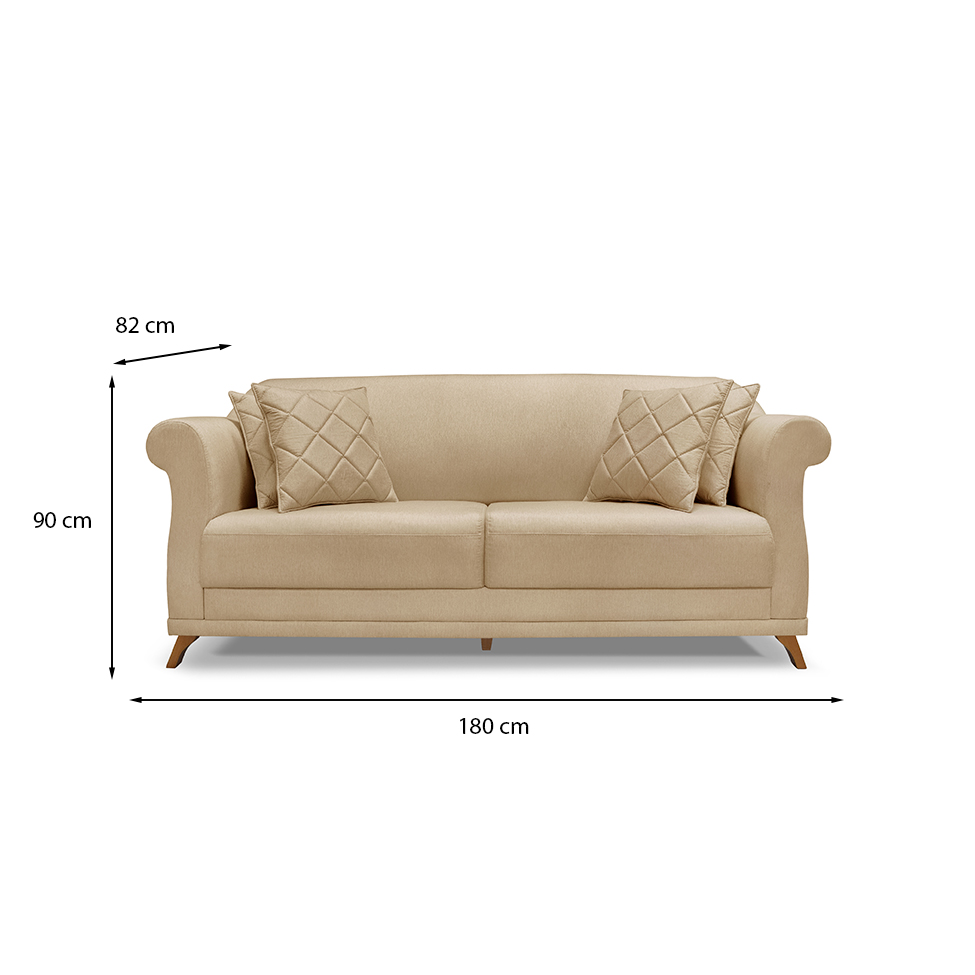 Sofá 3 Lugares Abruzzo Linho Dourado 180 cm