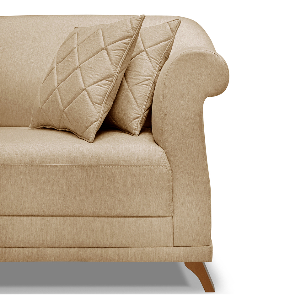 Sofá 3 Lugares Abruzzo Linho Dourado 180 cm
